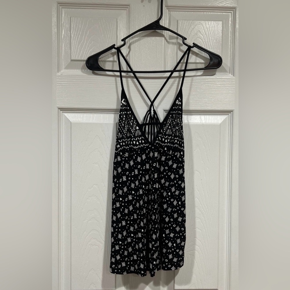 Black and White Patterned Strappy Dress